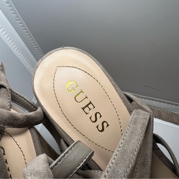 Guess Treacy Lace Up Wedge Sandal Gray Faux Suede Size 6 1/2 M - Picture 6 of 10